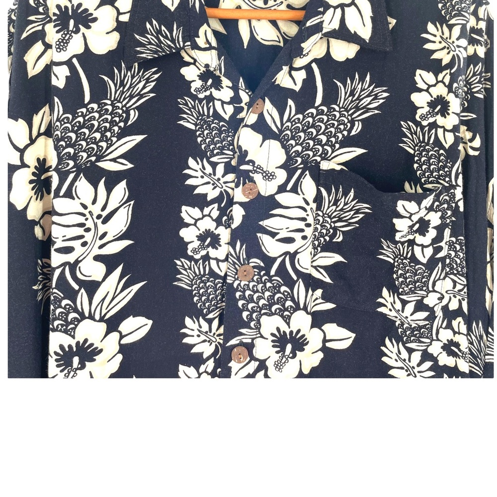 Dreamland 100% Rayon Short Sleeve Button Down Aloha Shirt in Black & Tan Size XL - Picture 6 of 10